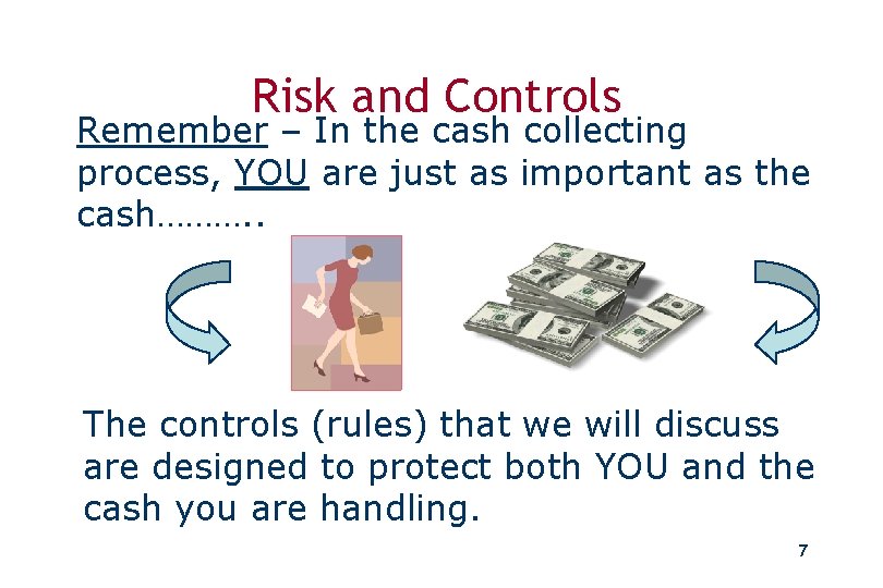 Risk and Controls Remember – In the cash collecting process, YOU are just as