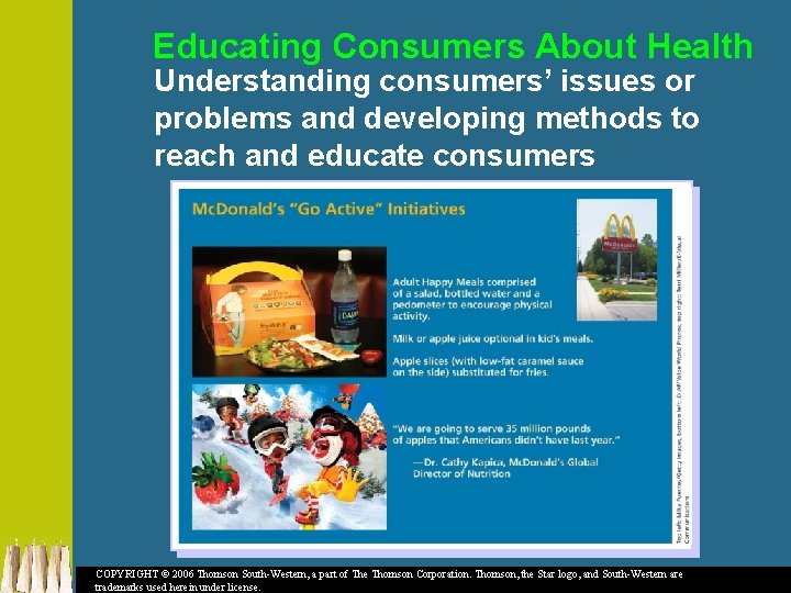 Educating Consumers About Health Understanding consumers’ issues or problems and developing methods to reach