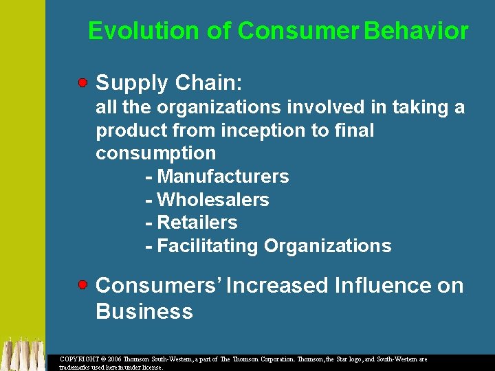 Evolution of Consumer Behavior Supply Chain: all the organizations involved in taking a product
