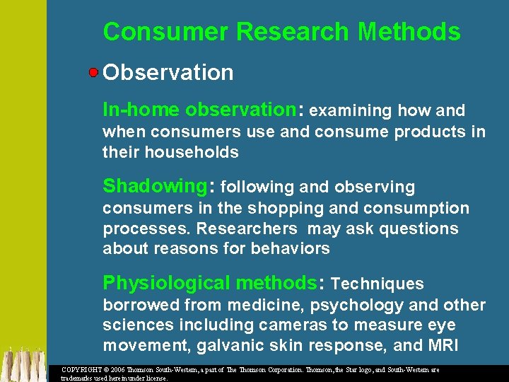 Consumer Research Methods Observation In-home observation: examining how and when consumers use and consume