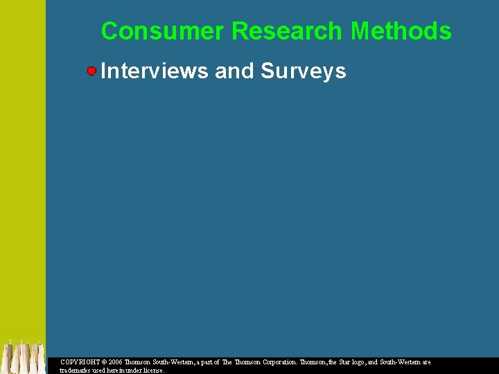 Consumer Research Methods Interviews and Surveys COPYRIGHT © 2006 Thomson South-Western, a part of