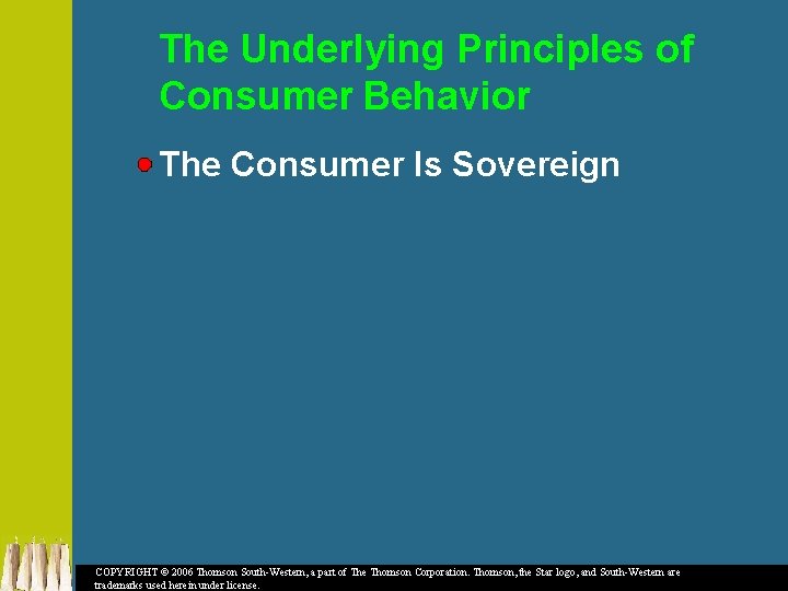 The Underlying Principles of Consumer Behavior The Consumer Is Sovereign COPYRIGHT © 2006 Thomson