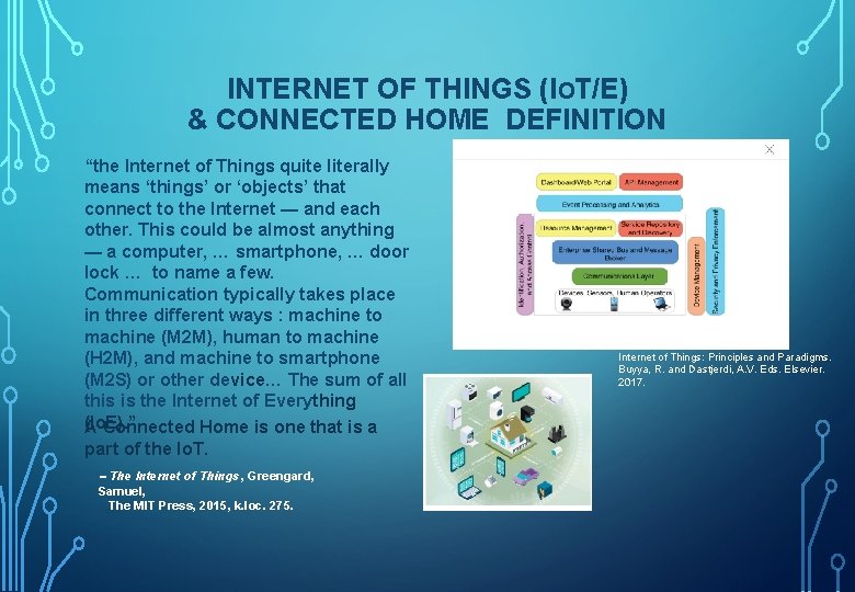 INTERNET OF THINGS (IOT/E) & CONNECTED HOME DEFINITION “the Internet of Things quite literally