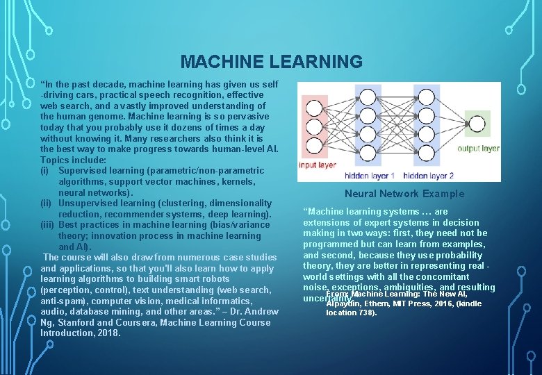 MACHINE LEARNING “In the past decade, machine learning has given us self -driving cars,