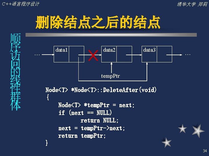 C++语言程序设计 清华大学 郑莉 删除结点之后的结点 顺 序 访 问 的 线 性 群 体 …