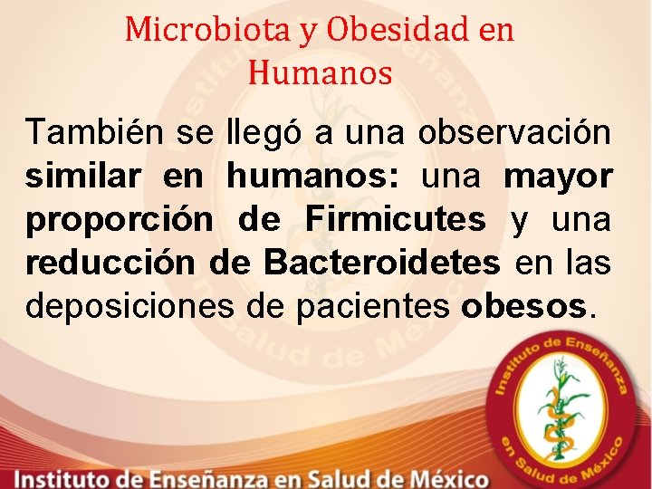Microbiota y Obesidad en Humanos También se llegó a una observación similar en humanos: