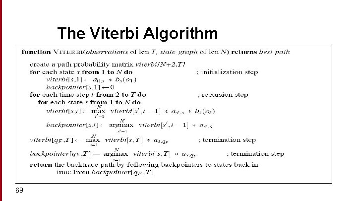 The Viterbi Algorithm 69 