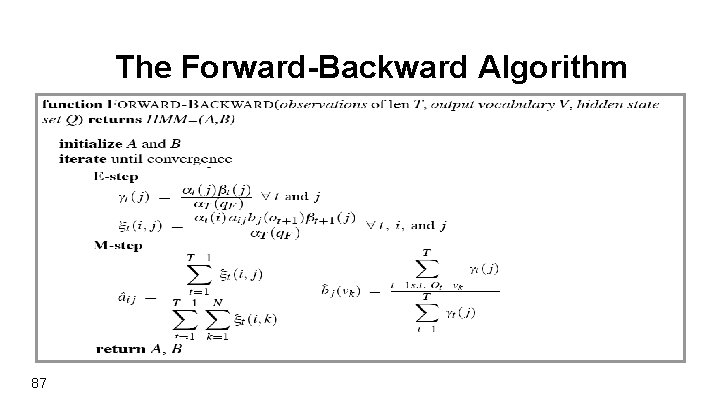 The Forward-Backward Algorithm 87 