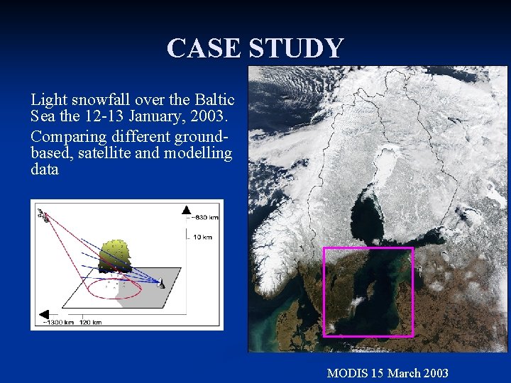 CASE STUDY Light snowfall over the Baltic Sea the 12 -13 January, 2003. Comparing