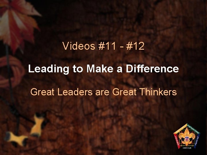Videos #11 - #12 Leading to Make a Difference Great Leaders are Great Thinkers