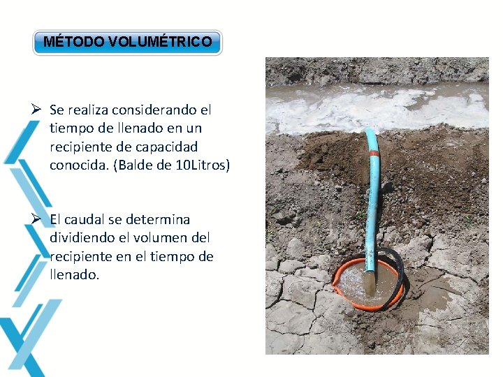 MÉTODO VOLUMÉTRICO Ø Se realiza considerando el tiempo de llenado en un recipiente de