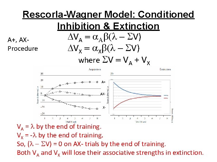 Rescorla-Wagner Model: Conditioned Inhibition & Extinction VA A V) A+, AXProcedure VX X V)