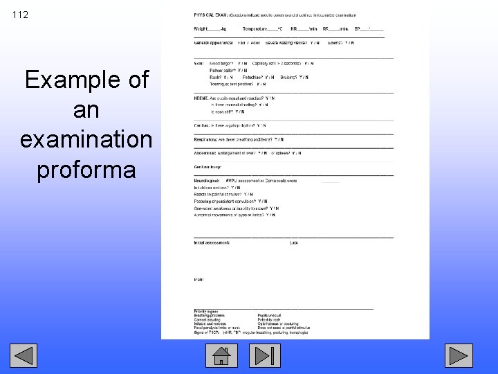 112 Example of an examination proforma 