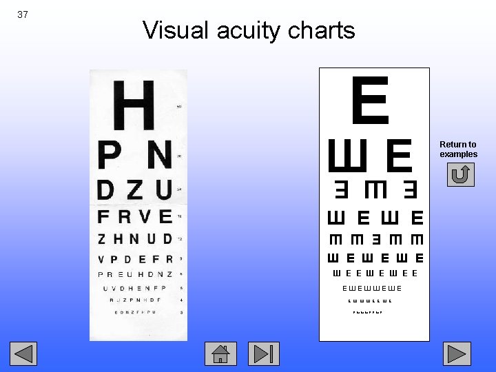 Visual acuity charts E ШE E Ш E Ш Ш 37 Ш E Ш