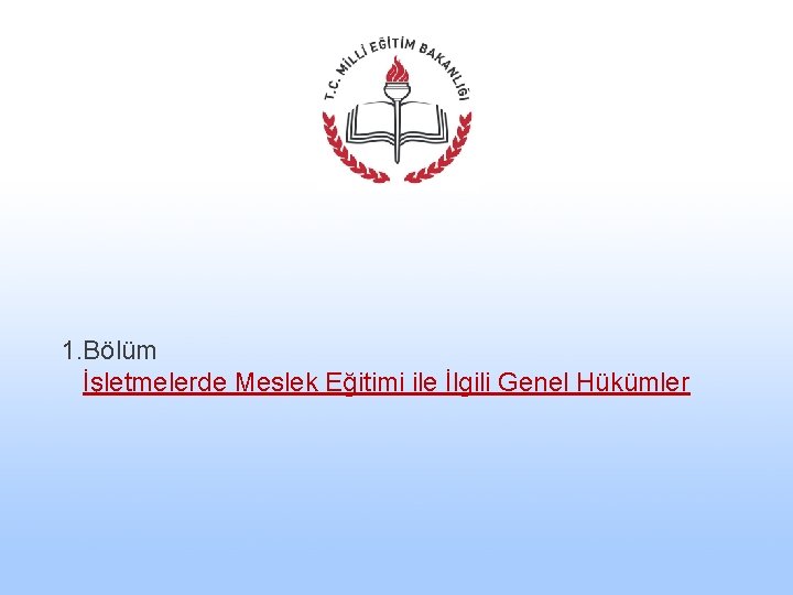 1. Bölüm İşletmelerde Meslek Eğitimi ile İlgili Genel Hükümler 