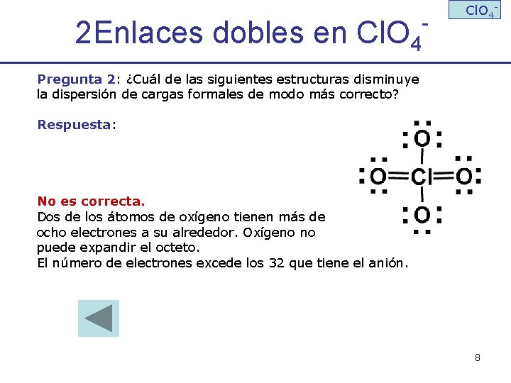 2 Enlaces dobles en Cl. O 4 - Cl. O 4 - Pregunta 2: