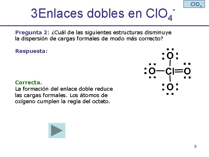 3 Enlaces dobles en Cl. O 4 - Cl. O 4 - Pregunta 2:
