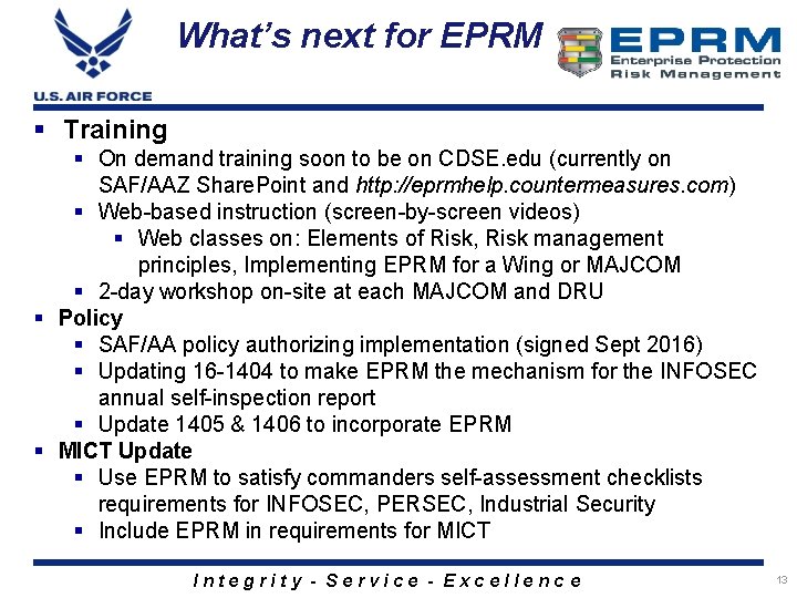 What’s next for EPRM § Training § On demand training soon to be on