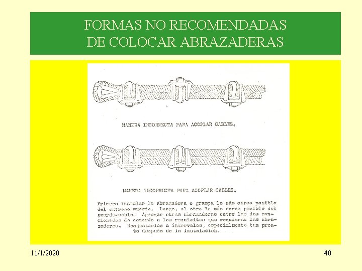 FORMAS NO RECOMENDADAS DE COLOCAR ABRAZADERAS 11/1/2020 40 