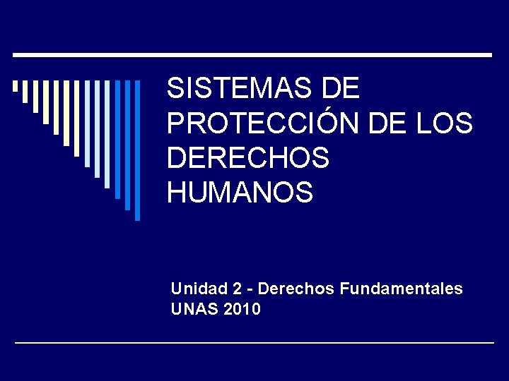 SISTEMAS DE PROTECCIÓN DE LOS DERECHOS HUMANOS Unidad 2 - Derechos Fundamentales UNAS 2010