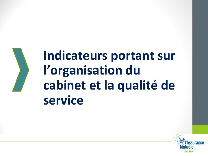 Indicateurs portant sur l’organisation du cabinet et la qualité de service 