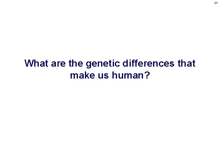 31 What are the genetic differences that make us human? 