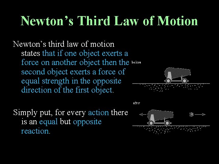 Newton’s Third Law of Motion Newton’s third law of motion states that if one