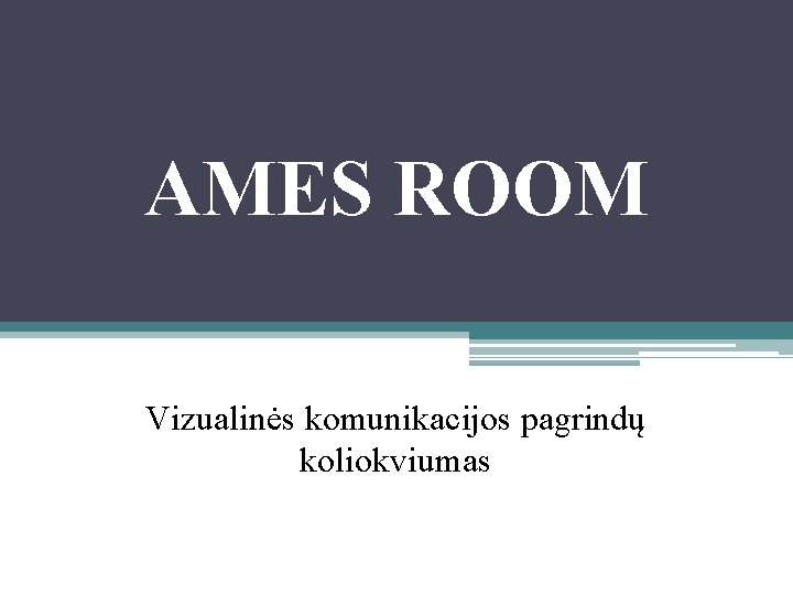AMES ROOM Vizualinės komunikacijos pagrindų koliokviumas 