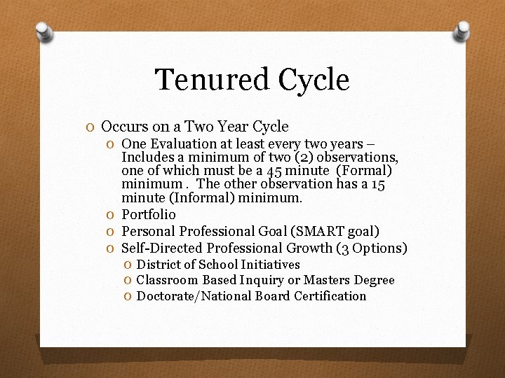 Tenured Cycle O Occurs on a Two Year Cycle O One Evaluation at least Tenured Cycle O Occurs on a Two Year Cycle O One Evaluation at least