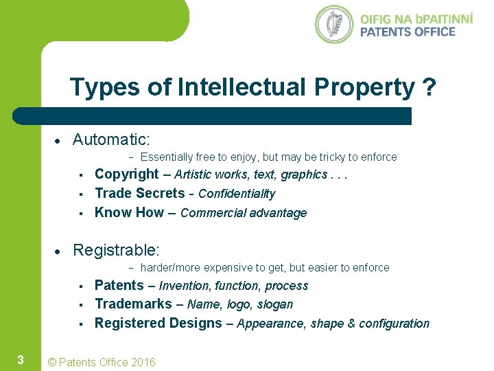Types of Intellectual Property ? • Automatic: – § § § • Copyright – Types of Intellectual Property ? • Automatic: – § § § • Copyright –