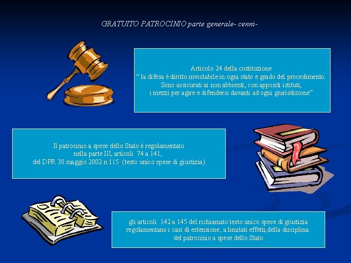 GRATUITO PATROCINIO parte generale- cenni- Articolo 24 della costituzione “ la difesa è diritto