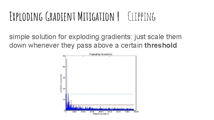 Exploding Gradient Mitigation | Clipping simple solution for exploding gradients: just scale them down