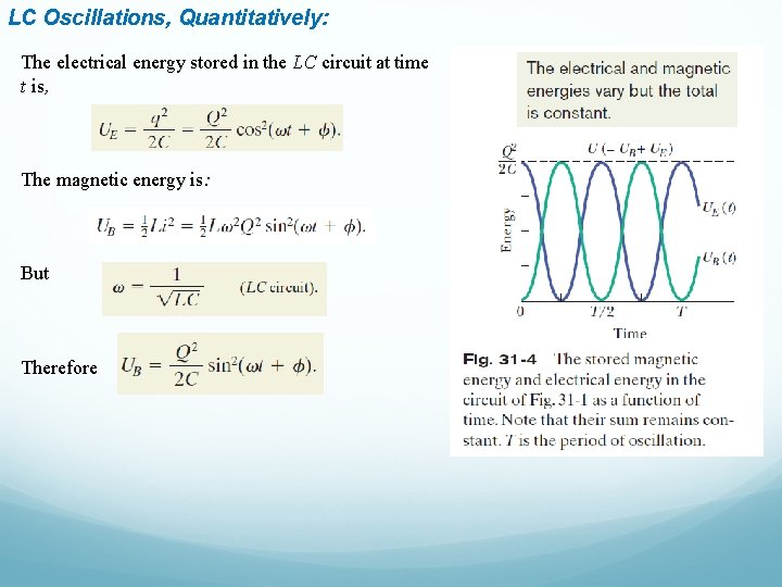 LC Oscillations, Quantitatively: The electrical energy stored in the LC circuit at time t