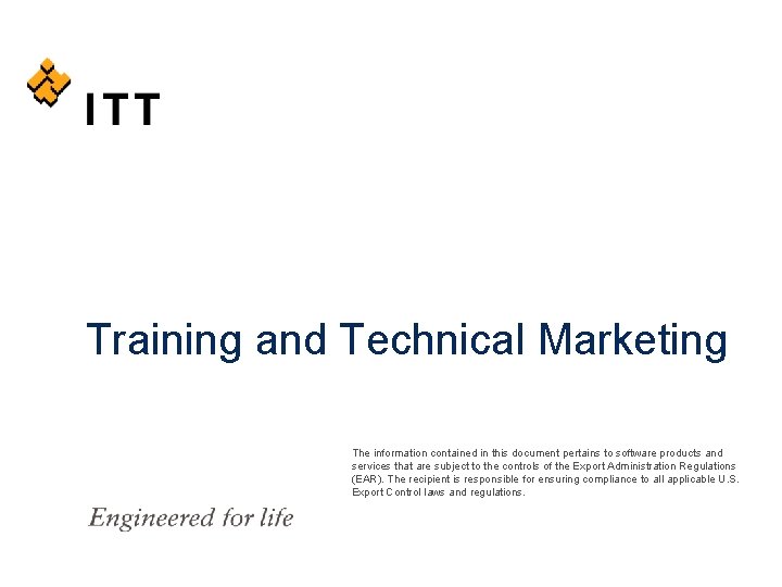 Training and Technical Marketing The information contained in this document pertains to software products