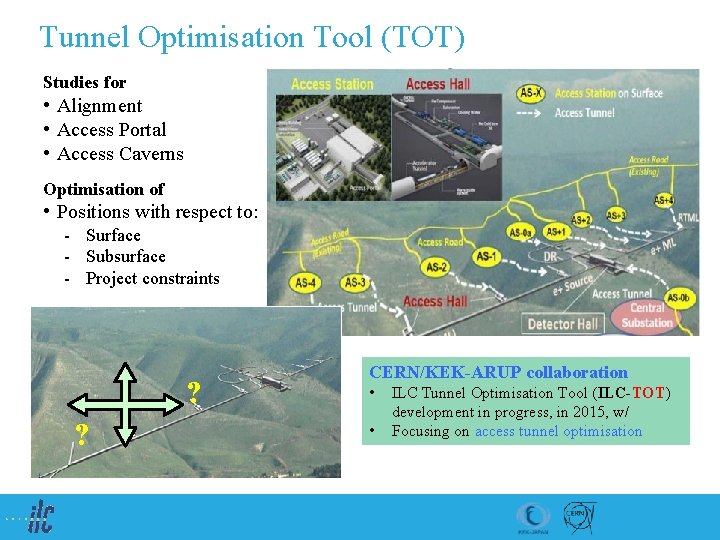 Tunnel Optimisation Tool (TOT) Studies for • Alignment • Access Portal • Access Caverns