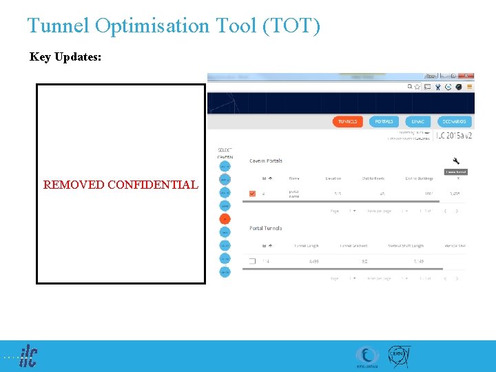 Tunnel Optimisation Tool (TOT) Key Updates: REMOVED CONFIDENTIAL 