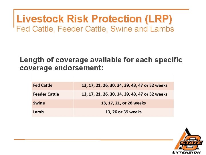 Livestock Gross Margin Livestock Risk Protection Risk Management