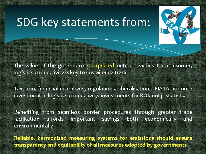 SDG key statements from: The value of the good is only expected until it
