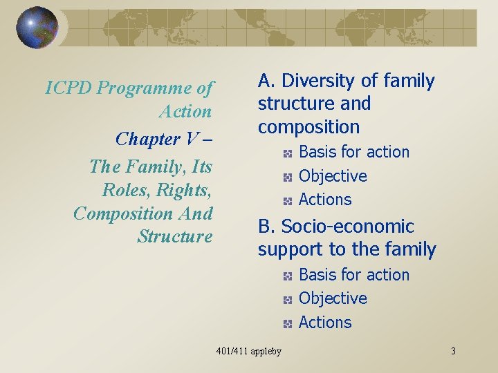 ICPD Programme of Action Chapter V – The Family, Its Roles, Rights, Composition And