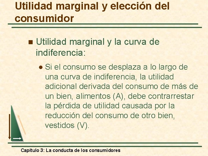 Utilidad marginal y elección del consumidor n Utilidad marginal y la curva de indiferencia: