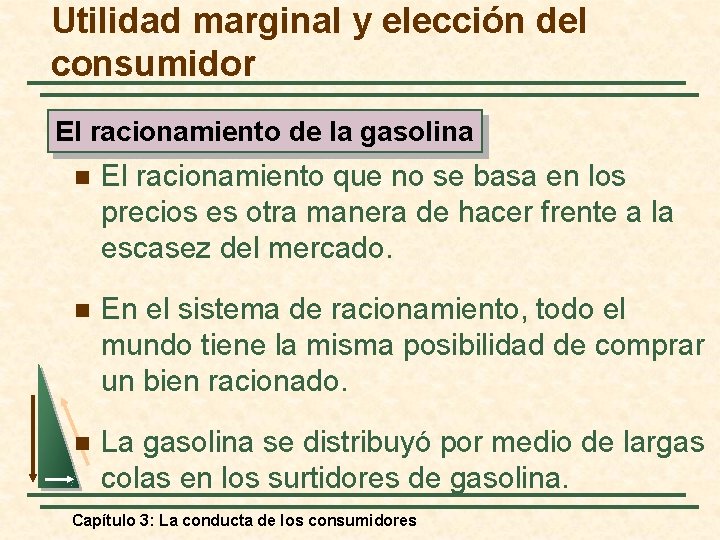 Utilidad marginal y elección del consumidor El racionamiento de la gasolina n El racionamiento