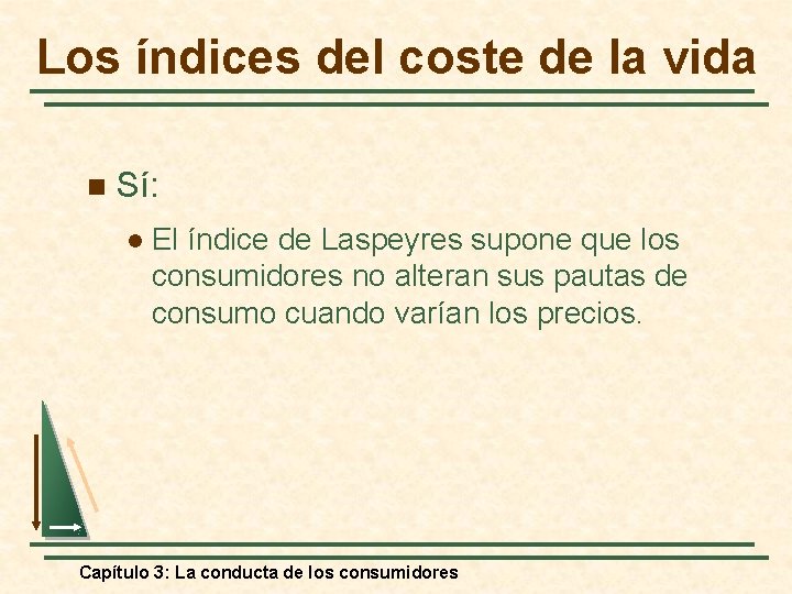Los índices del coste de la vida n Sí: l El índice de Laspeyres