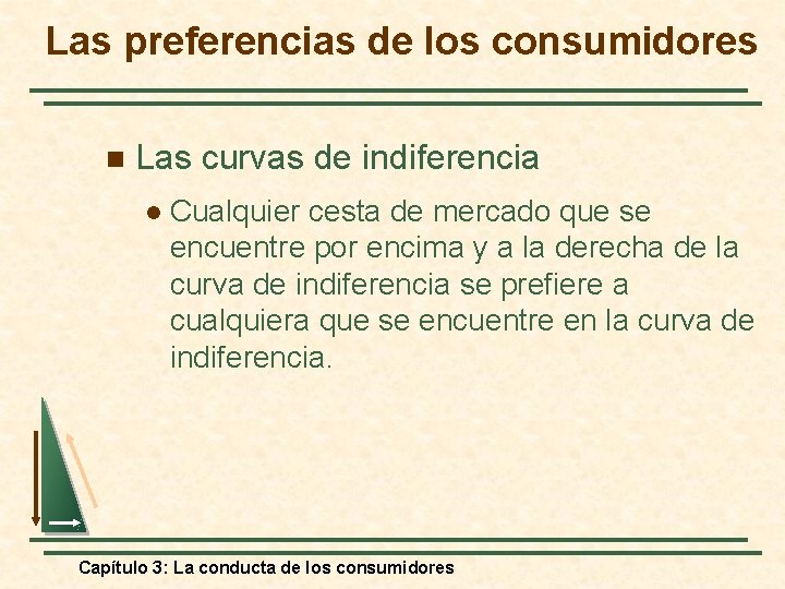 Las preferencias de los consumidores n Las curvas de indiferencia l Cualquier cesta de