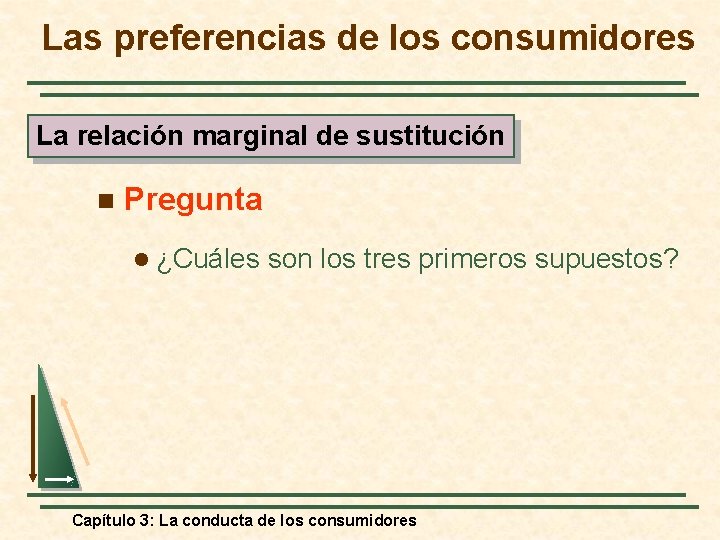 Las preferencias de los consumidores La relación marginal de sustitución n Pregunta l ¿Cuáles