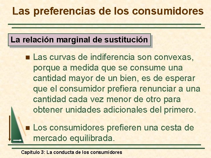 Las preferencias de los consumidores La relación marginal de sustitución n Las curvas de
