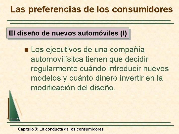 Las preferencias de los consumidores El diseño de nuevos automóviles (I) n Los ejecutivos