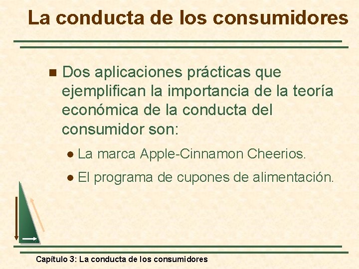 La conducta de los consumidores n Dos aplicaciones prácticas que ejemplifican la importancia de