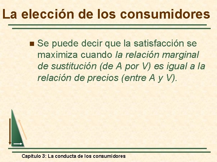 La elección de los consumidores n Se puede decir que la satisfacción se maximiza