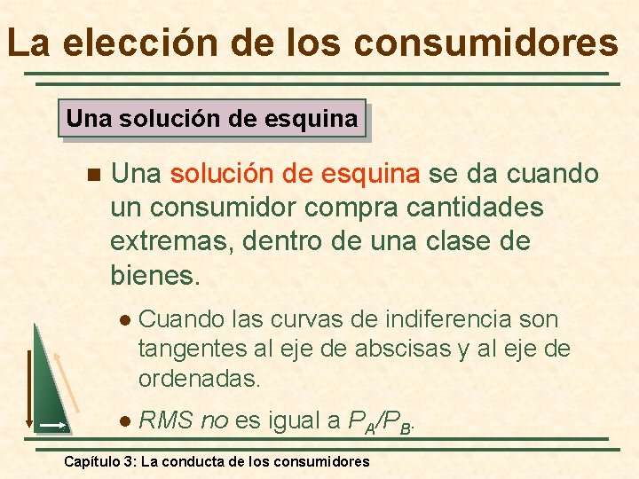 La elección de los consumidores Una solución de esquina n Una solución de esquina