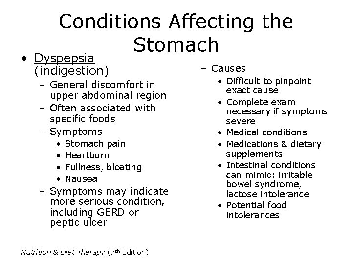 Conditions Affecting the Stomach • Dyspepsia (indigestion) – General discomfort in upper abdominal region Conditions Affecting the Stomach • Dyspepsia (indigestion) – General discomfort in upper abdominal region